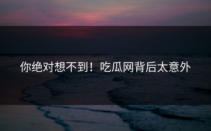 你绝对想不到！吃瓜网背后太意外