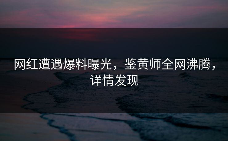 网红遭遇爆料曝光，鉴黄师全网沸腾，详情发现
