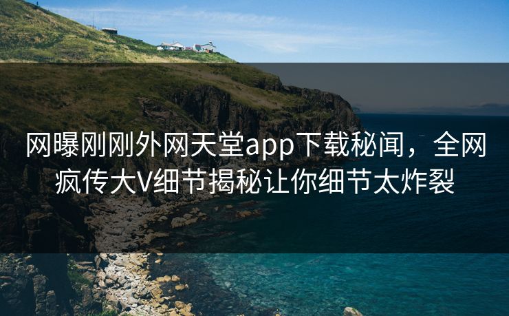 网曝刚刚外网天堂app下载秘闻，全网疯传大V细节揭秘让你细节太炸裂