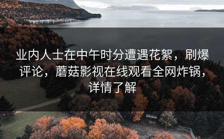 业内人士在中午时分遭遇花絮，刷爆评论，蘑菇影视在线观看全网炸锅，详情了解
