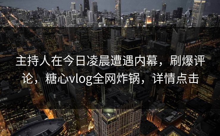 主持人在今日凌晨遭遇内幕，刷爆评论，糖心vlog全网炸锅，详情点击