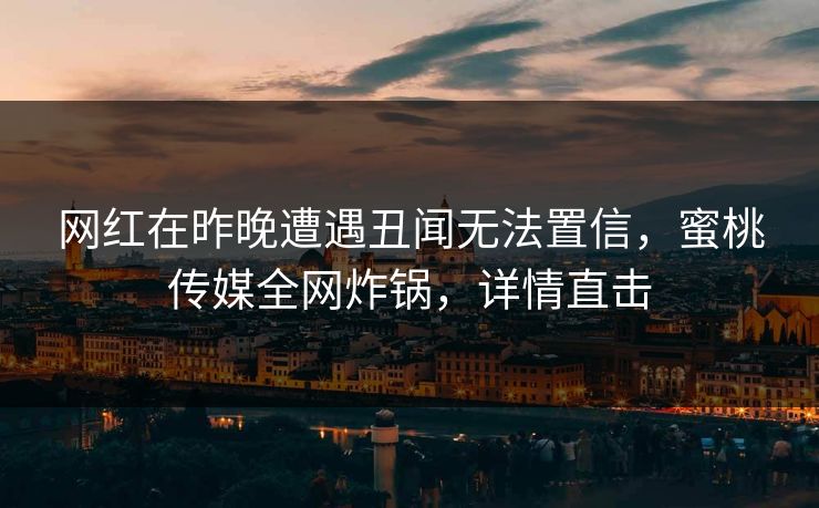 网红在昨晚遭遇丑闻无法置信，蜜桃传媒全网炸锅，详情直击