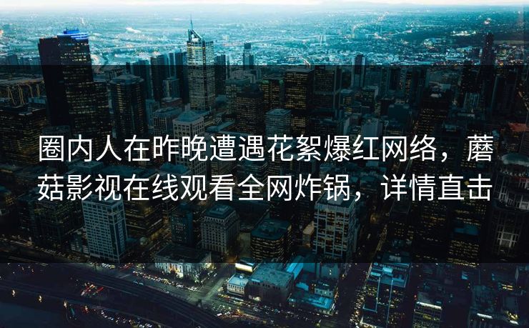 圈内人在昨晚遭遇花絮爆红网络，蘑菇影视在线观看全网炸锅，详情直击