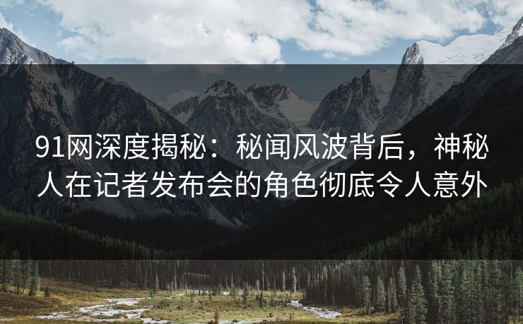 91网深度揭秘：秘闻风波背后，神秘人在记者发布会的角色彻底令人意外