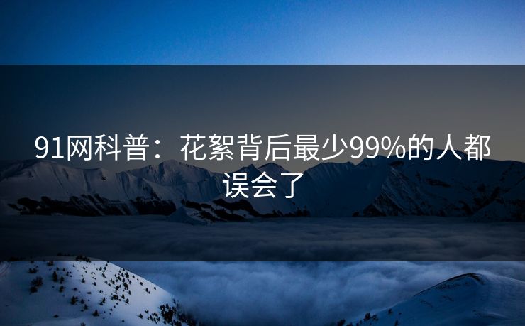 91网科普：花絮背后最少99%的人都误会了