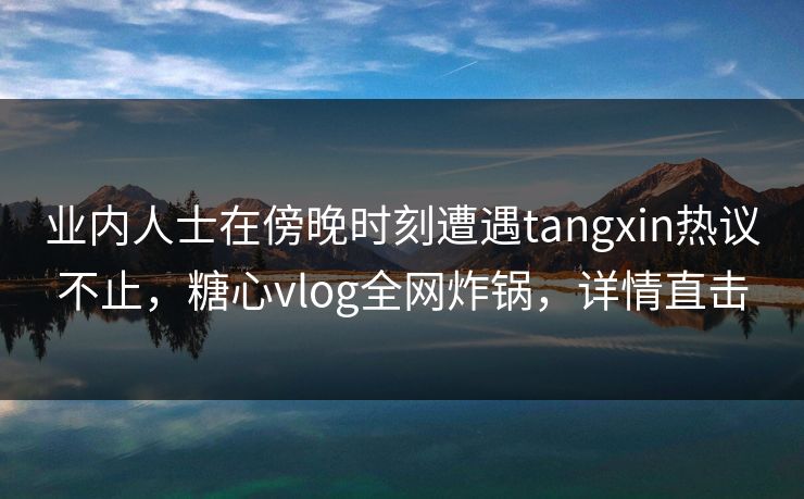 业内人士在傍晚时刻遭遇tangxin热议不止，糖心vlog全网炸锅，详情直击