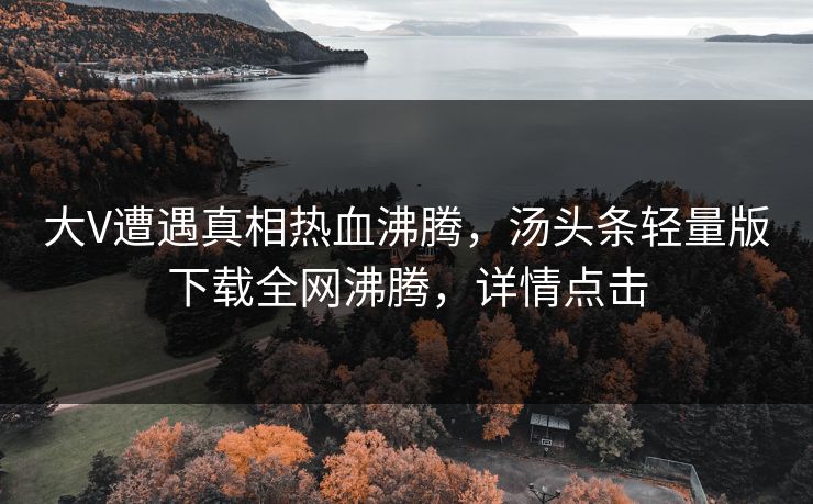 大V遭遇真相热血沸腾，汤头条轻量版下载全网沸腾，详情点击