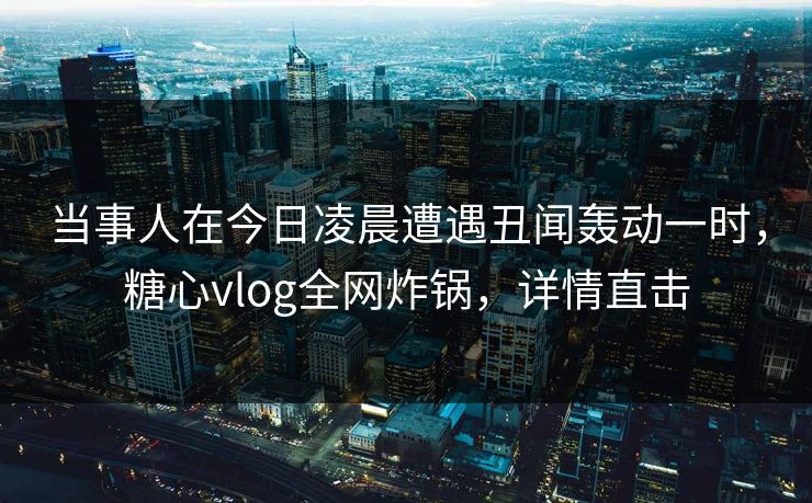 当事人在今日凌晨遭遇丑闻轰动一时，糖心vlog全网炸锅，详情直击